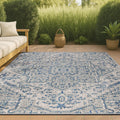 JONATHAN Y Boho Medallion Indoor Outdoor Area Rug 3X5 Navy/Gray, Estrella Textured Weave for Backyard, Patio, Porch, Easy-Cleani