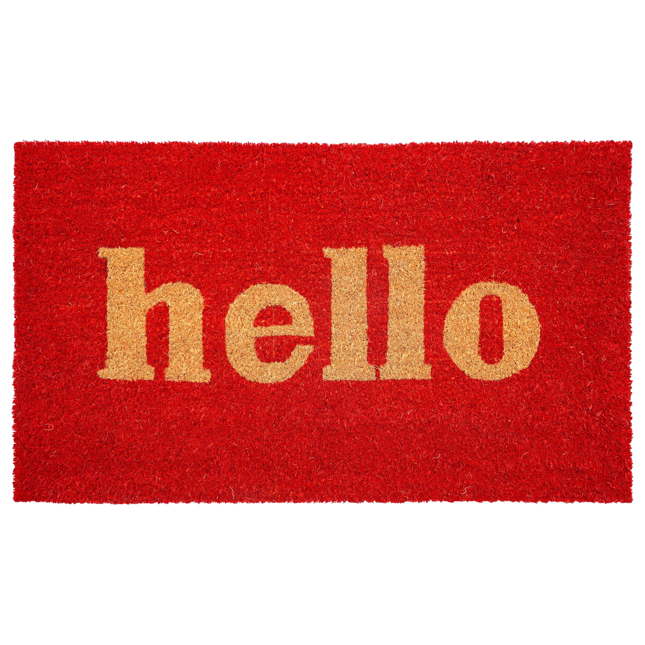 Calloway Mills 100282436RNB Block Hello Doormat, 24 x 36, Red/Natural