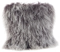 SARO LIFESTYLE 100% Wool Mongolian Lamb Fur Throw Pillow with Poly Filling, 16, Charcoal