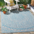SAFAVIEH Courtyard Collection 710 Square Light Grey/Aqua CY8734 Indoor/Outdoor Non-Shedding Easy Cleaning Patio Backyard Porch 