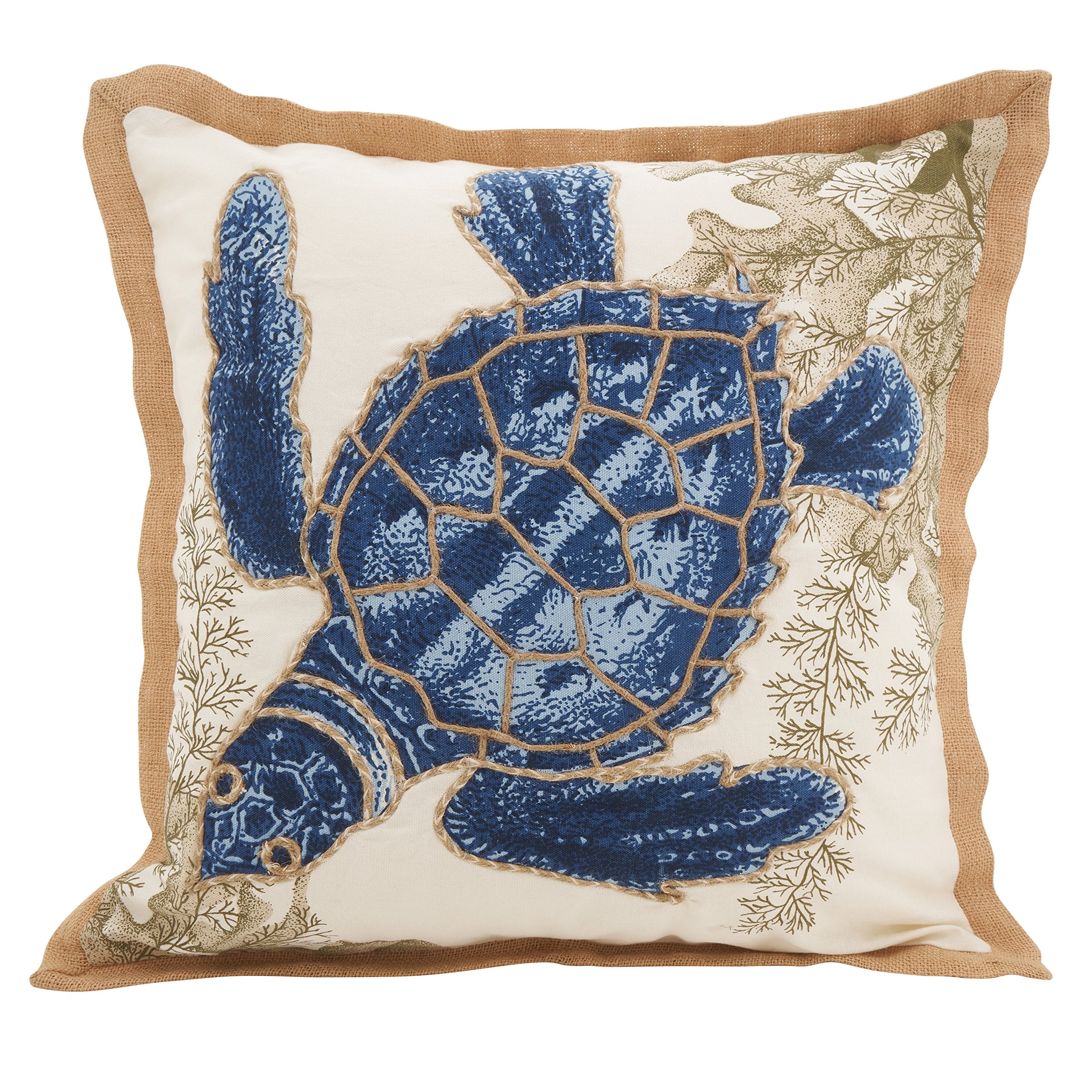 SARO LIFESTYLE Neptunian Collection Cotton Throw Pillow, 20, Sea Turtle