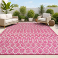 JONATHAN Y Moroccan Geometric Indoor Outdoor Area Rug 3X5 Fuchsia/Light Gray, Ourika Textured Weave for Backyard, Patio, Porch, 