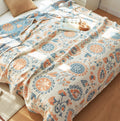 Scientific Sleep 100% Cotton Muslin Blanket Throw Cover for Bed Couch Sofa Cozy Soft Reversible Bedding Blanket Bedspread Coverl