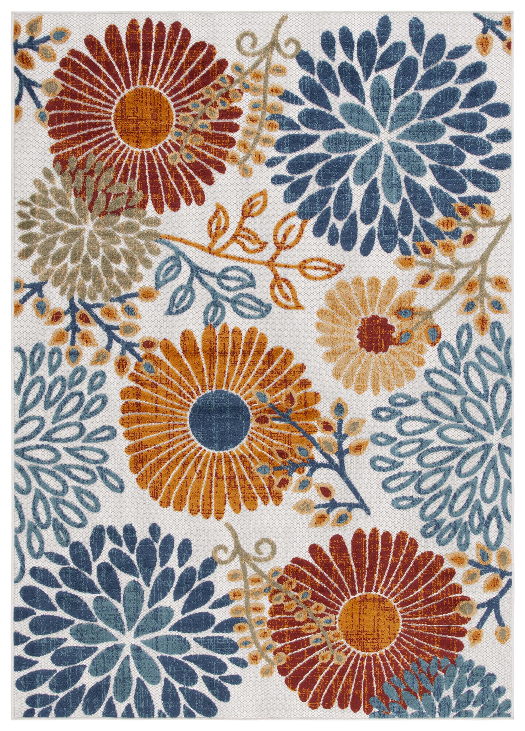 SAFAVIEH Cabana Collection Accent Rug - 2 x 4, Creme & Red, Floral Design, Non-Shedding & Easy Care, Indoor/Outdoor & Washable