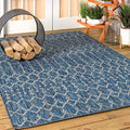JONATHAN Y SMB108B-6 Ourika Moroccan Geometric Textured Weave Navy/Light Gray 6 ft. x 9 ft. Indoor/Outdoor Area Rug, Pet Friendl