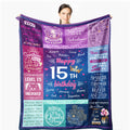 Wisegem 15 Year Old Girl Gifts for Birthday - Quinceanera Gifts Blanket 60x50 - Gift for 15-Year-Old Girls - 15th Birthday Prese