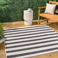 JONATHAN Y SMB112B-4SQ Aveiro Wide Stripe Black/Cream 4 Square Indoor/Outdoor Area Rug, Pet Friendly, Non-Shedding, Stain Resis