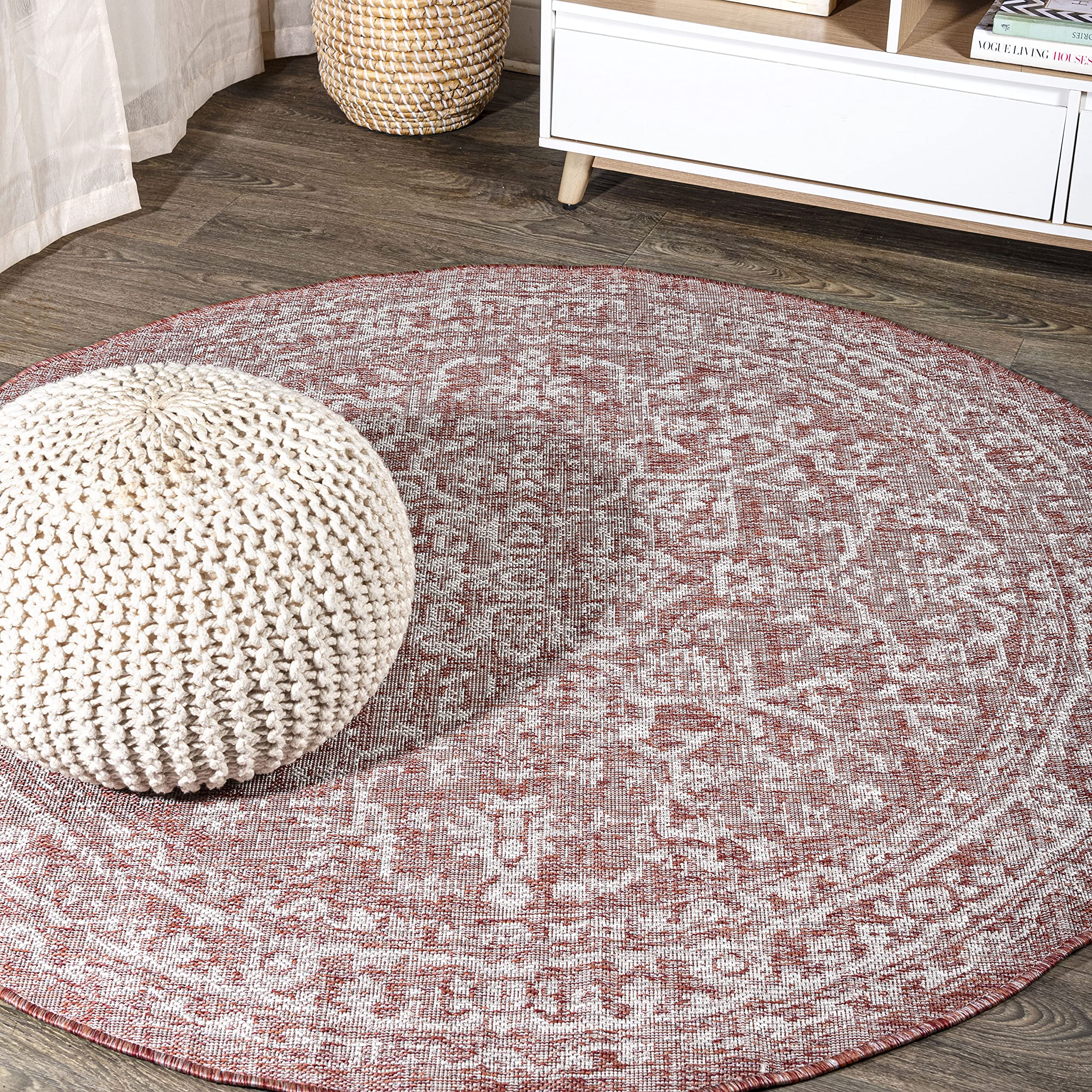 JONATHAN Y SMB104A-5R Malta Bohemian Medallion Textured Weave Indoor Outdoor Area Rug, Coastal, Traditional, Transitional Easy C