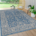 JONATHAN Y SMB103A-3 Palazzo Vine and Border Textured Weave Indoor/Outdoor Navy/Gray 3 ft. x 5 ft. Area-Rug, Coastal,Easy-Cleani