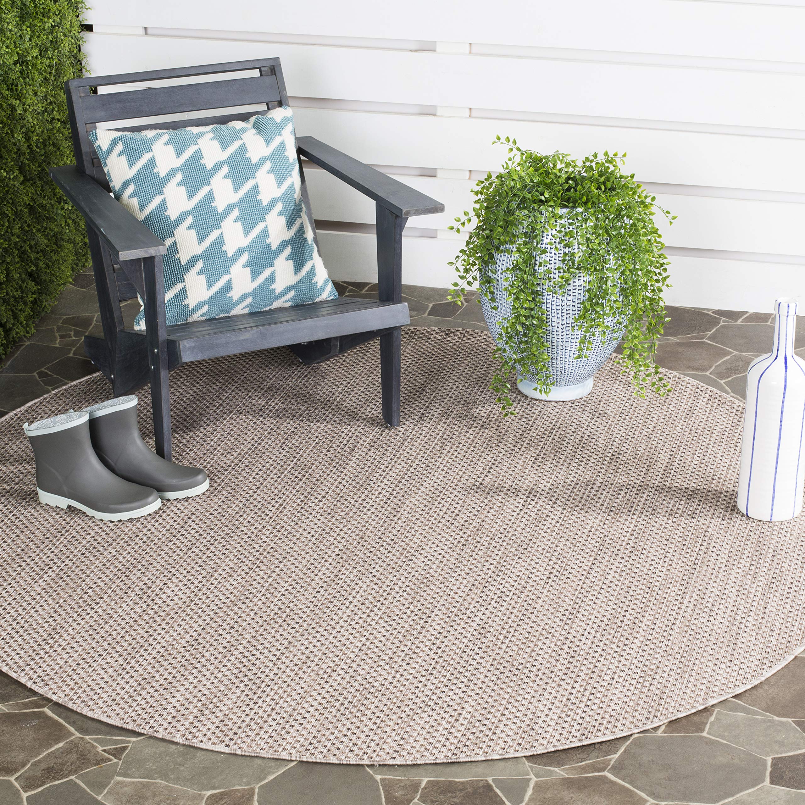 SAFAVIEH Courtyard Collection 71 Round Beige/Brown CY8521 Indoor/ Outside Waterproof Easy cleansingPatio Backyard Mudroom Area 