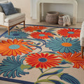 Nourison Aloha Indoor/Outdoor Multicolor 53 x 75 Area Rug, Easy Cleaning, Non Shedding, Bed Room, Living Room, Dining Room, Ki