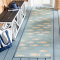 SAFAVIEH Courtyard Collection Runner Rug - 23 x 14, Aqua & Beige, Non-Shedding & Easy Care, Indoor/Outdoor & Washable-Ideal fo