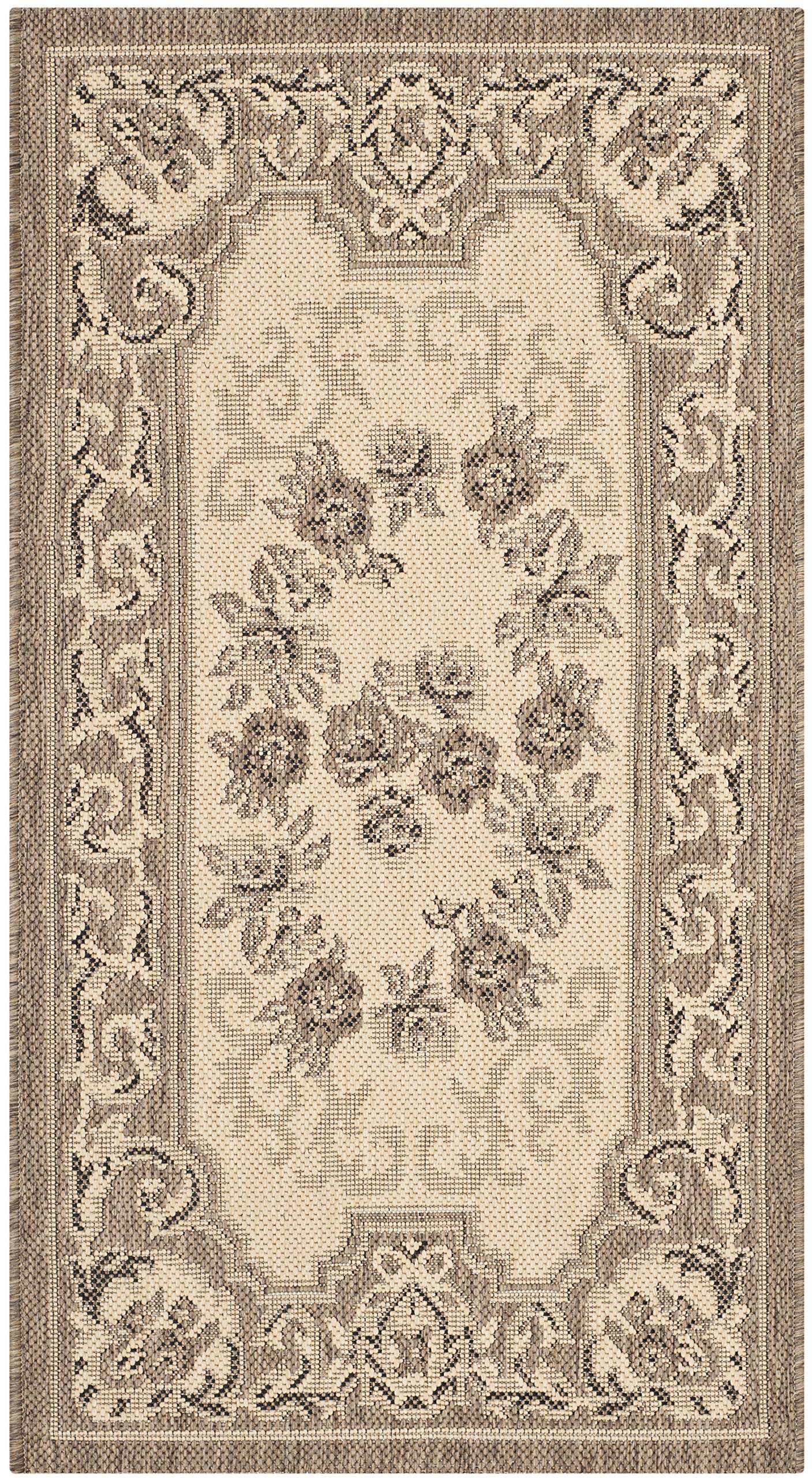 SAFAVIEH Courtyard Collection 2 x 37 Cream/Brown CY7208 Indoor/ Outdoor Waterproof Easy Cleaning Patio Backyard Mudroom Accent