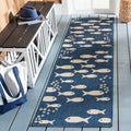 SAFAVIEH Courtyard Collection Runner Rug - 23 x 67, Navy & Beige, Non-Shedding & Easy Care, Indoor/Outdoor & Washable-Ideal fo