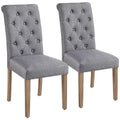 Yaheetech Dining Chairs Set of 2 Fabric Upholstered Dining Chairs High Back Padded Chairs Button Tufted Parsons Kitchen Chairs W