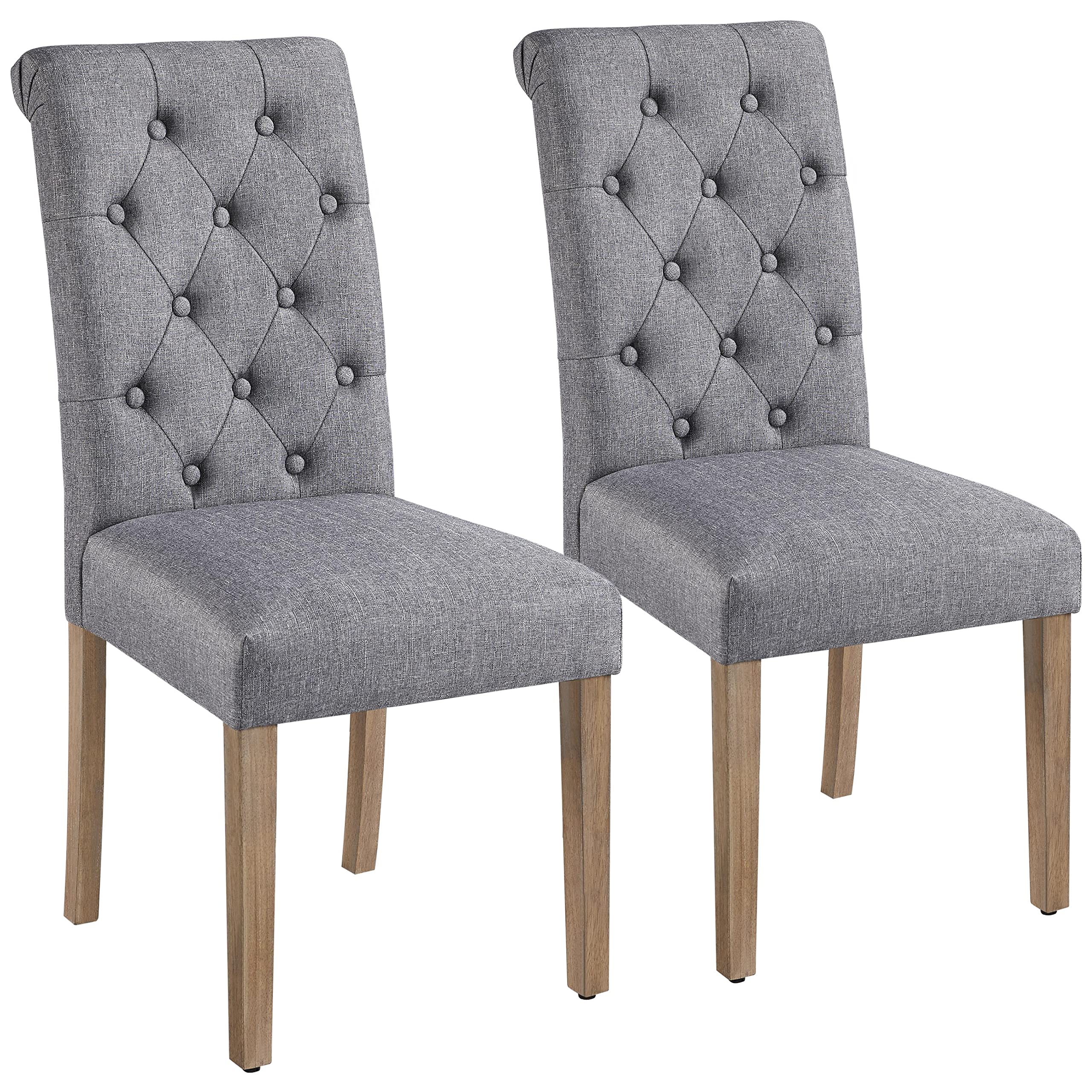 Yaheetech Dining Chairs Set of 2 Fabric Upholstered Dining Chairs High Back Padded Chairs Button Tufted Parsons Kitchen Chairs W