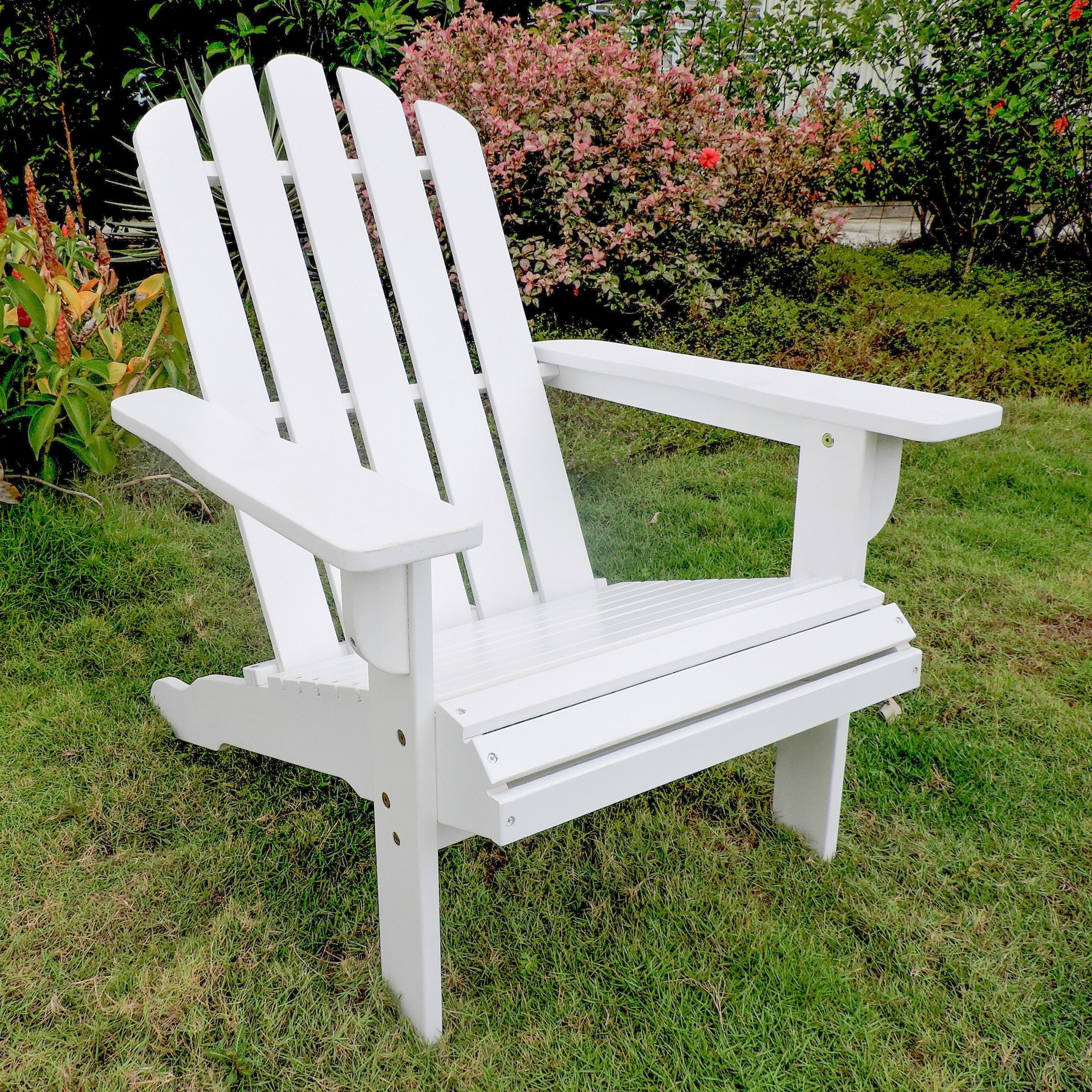 International Caravan Royal Fiji Acacia Adirondack Chair Antique White
