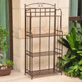 International Caravan Folding Bakers Rack in Hammered, Bronze