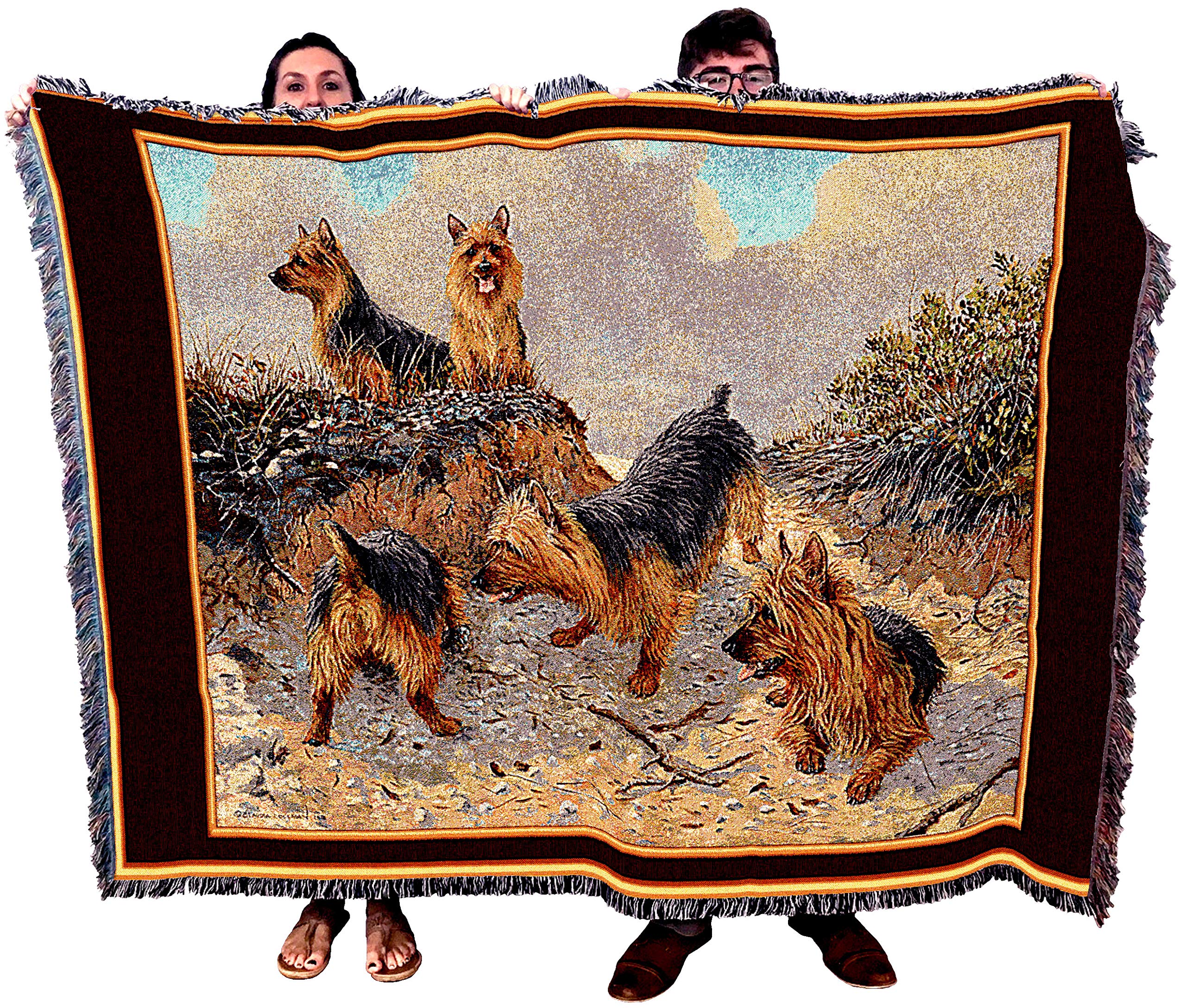 Pure Country Weavers Australian Terrier Aussie Blanket by Claudia Coleman - Gift for Dog Lovers - Tapestry Throw Woven from Cott