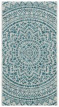 SAFAVIEH Courtyard Collection 2 x 37 Light Grey / Teal CY8734 Indoor/ Outdoor Waterproof Easy Cleaning Patio Backyard Mudroom 