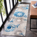 SAFAVIEH Cabana Collection Runner Rug - 2 x 8, Grey & Blue, Floral Design, Non-Shedding & Easy Care, Indoor/Outdoor & Washable