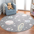 SAFAVIEH Carousel Kids Collection 8 Round Grey/Lavender CRK103F Outer Space Non-Shedding Playroom Nursery Bedroom Area Rug