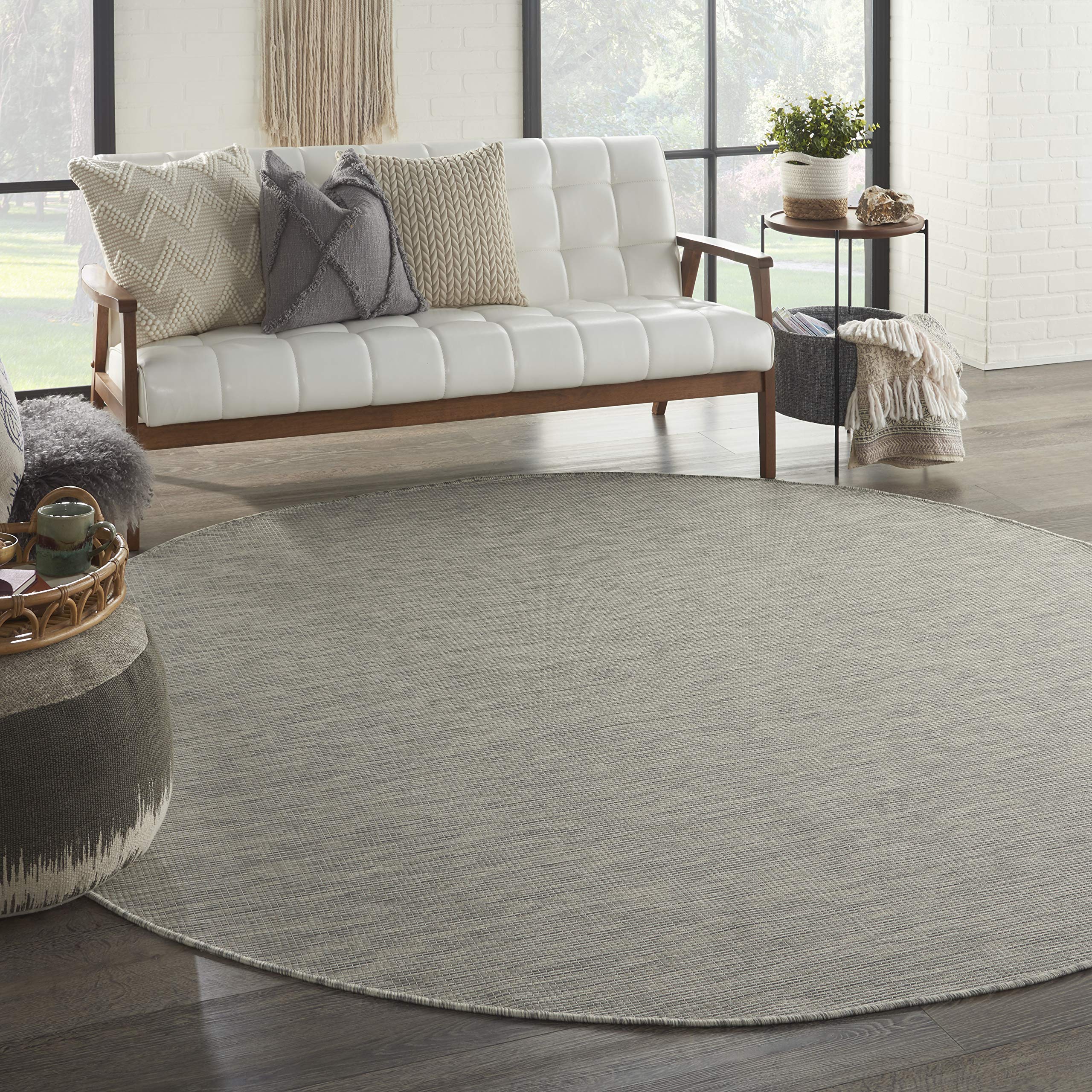 Nourison Home Positano 8 x Round Light Gray Fabric Modern Area Rug (8 Round)