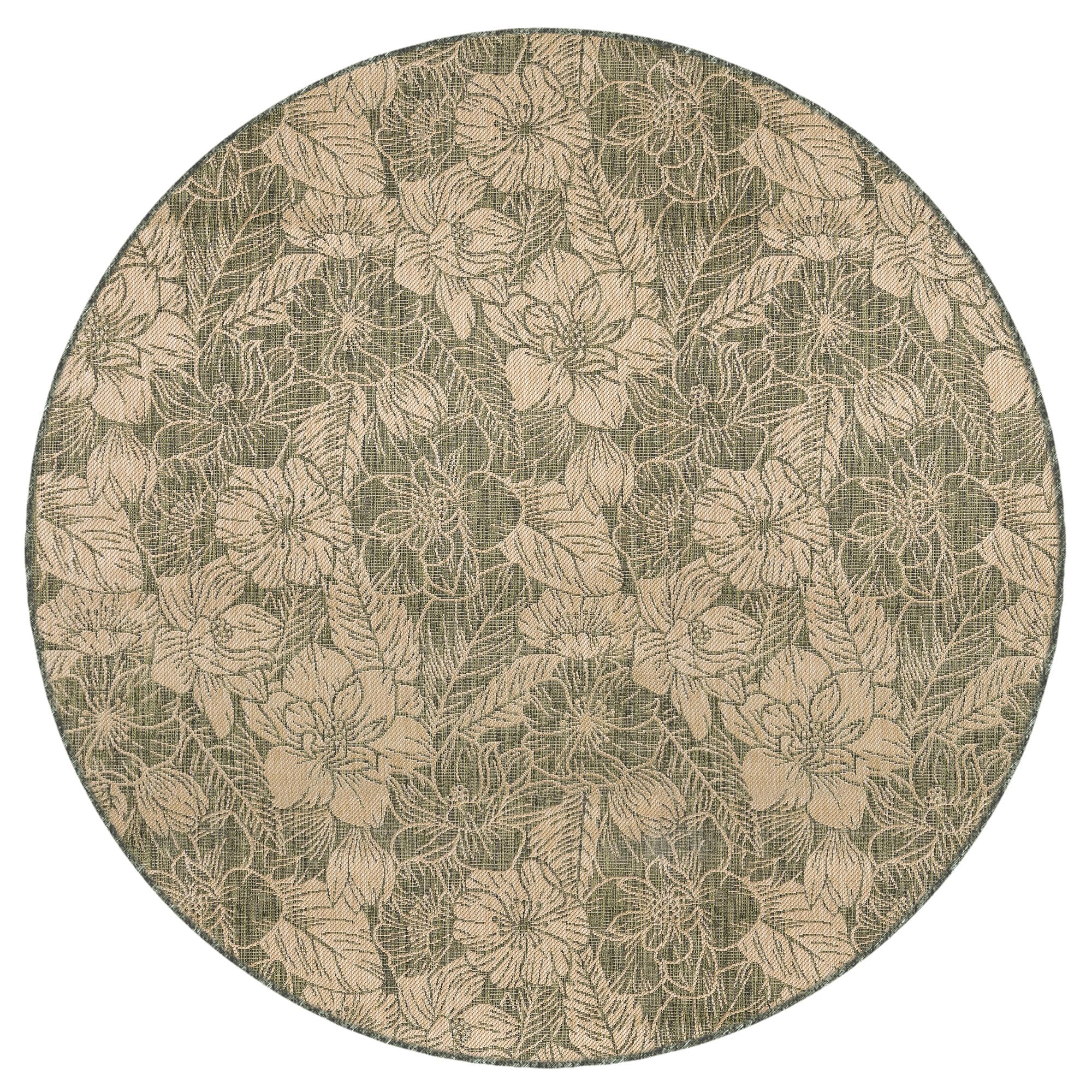 Liora Manne Carmel Indoor/Outdoor Power Loomed Synthetic Blend Low Profile Area Rug - Transitional Botanical Floral Decorative (