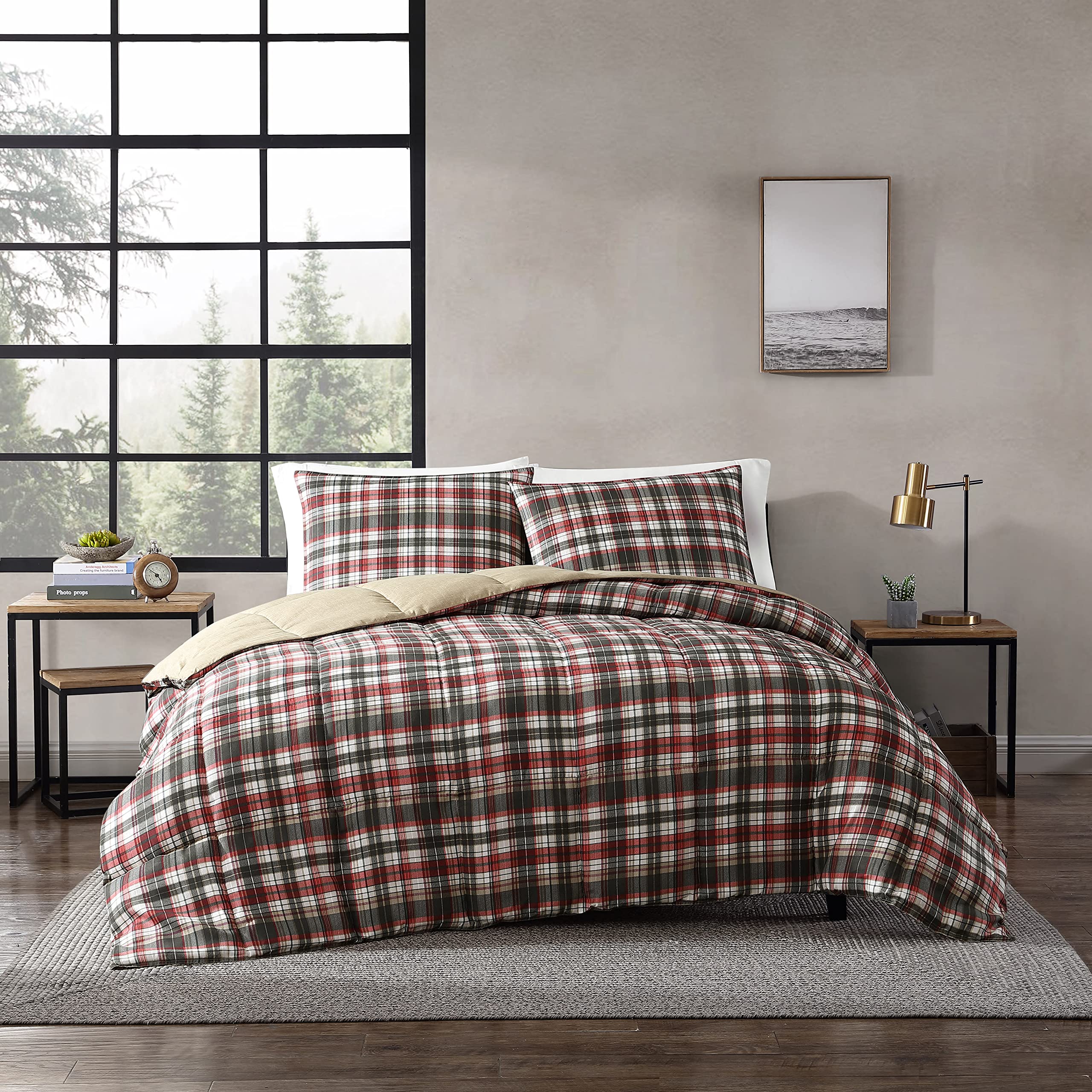 Eddie Bauer - Queen Comforter Set, Reversible Plaid Alt Down Bedding with Matching Shams, Home Decor for Colder Months (Astoria 