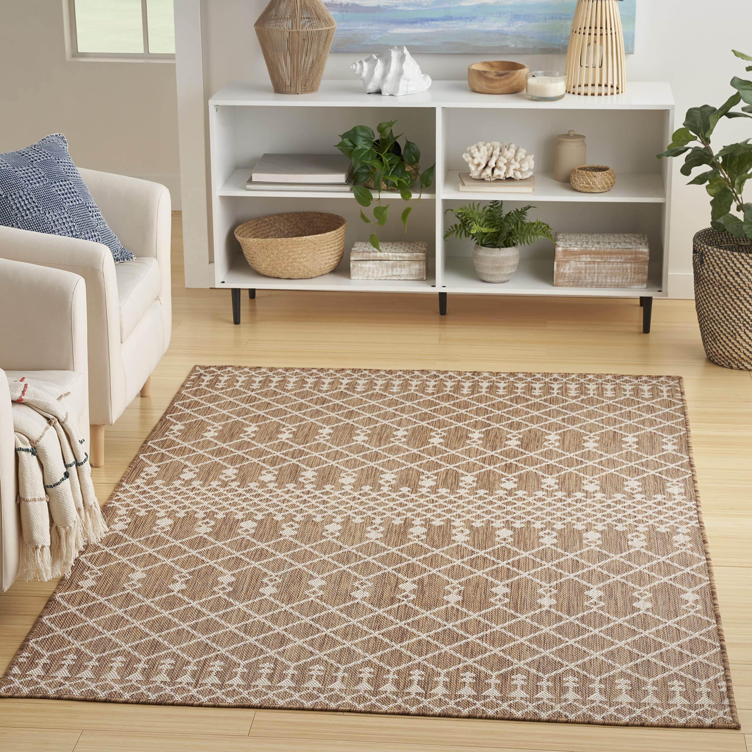 Nourison Positano Indoor-Outdoor Jute 7 x 10 Area Rug, Easy Cleaning, Non Shedding, Bed Room, Living Room, Dining Room, Deck, 