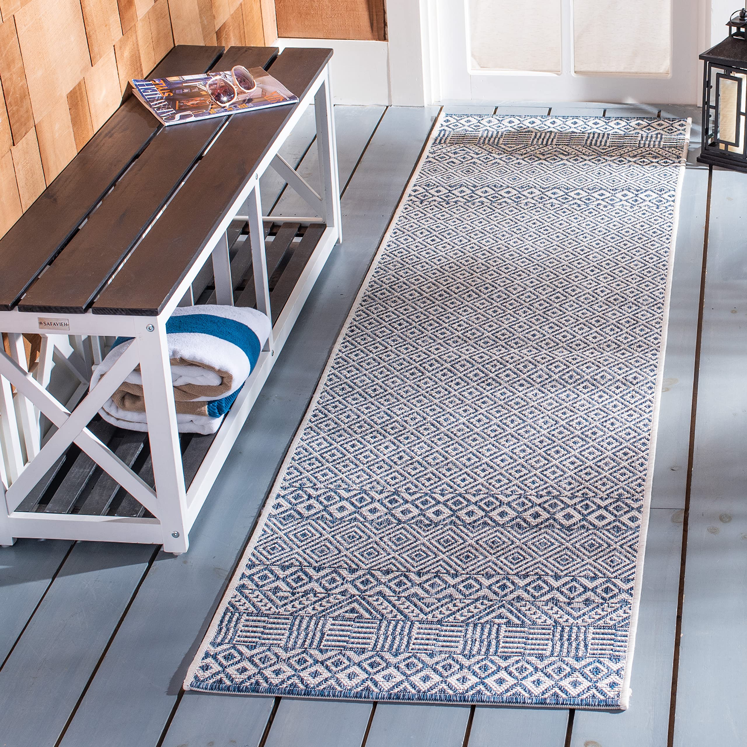 SAFAVIEH Courtyard Collection 23 x 12 Blue/Navy CY8235 Indoor/ Outside Waterproof Easy cleansingPatio Backyard Mudroom Runner 