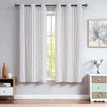 Randall Stripe Farmhouse Window Curtain Panels Linen Rustic Yarn Dyed Heavy Semi Sheer Drapes for Living Room Window Treatment S