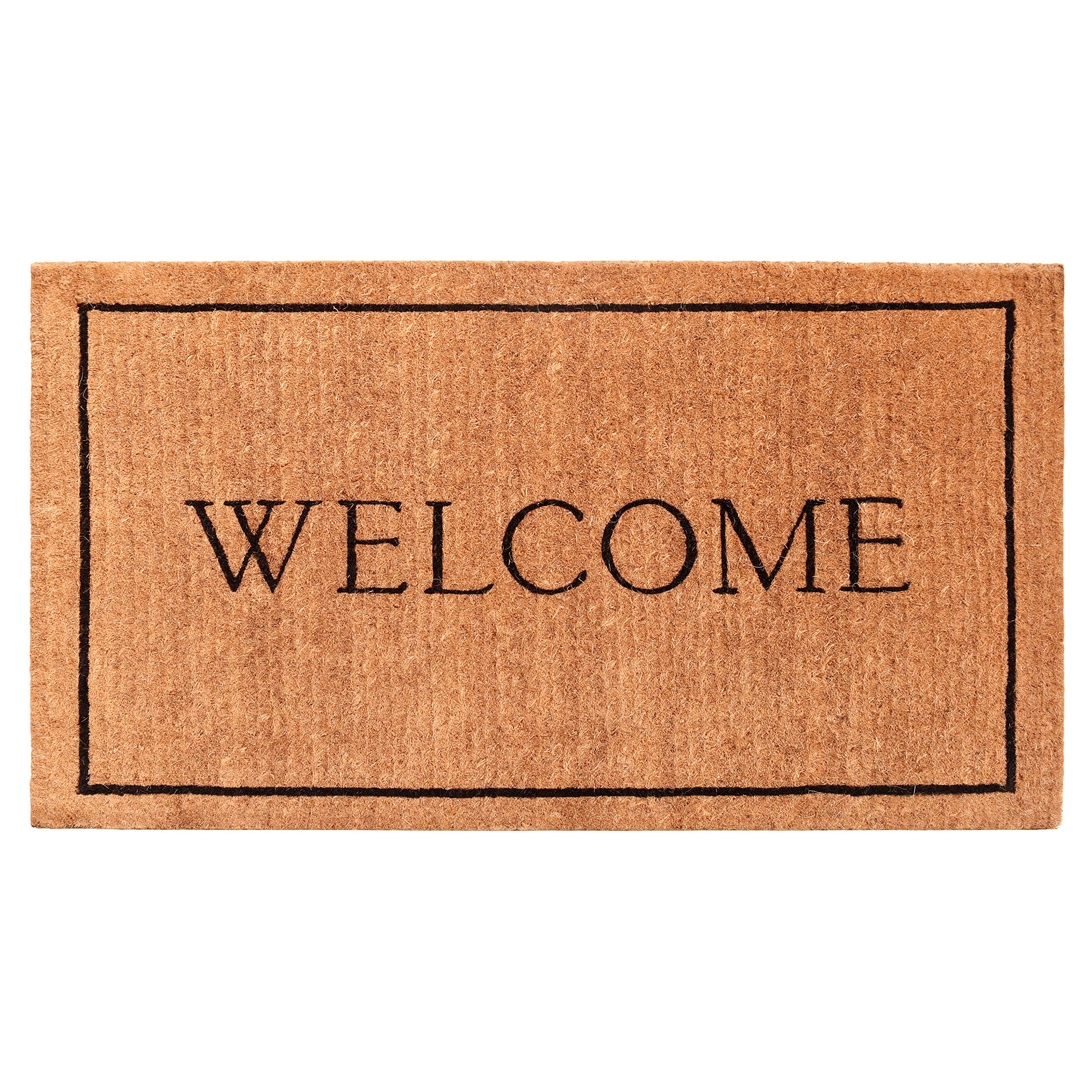Calloway Mills AZ104813672 Welcome Border, 100% Coir Doormat, 3 x 6 x 1.50, Natural/Black
