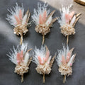 Mini Dried Flower Bouquet Set of 6 for Boho Floral Wedding, Table Centerpieces,Small Dry Pampas Grass,Tiny Dried Flowers for Cra
