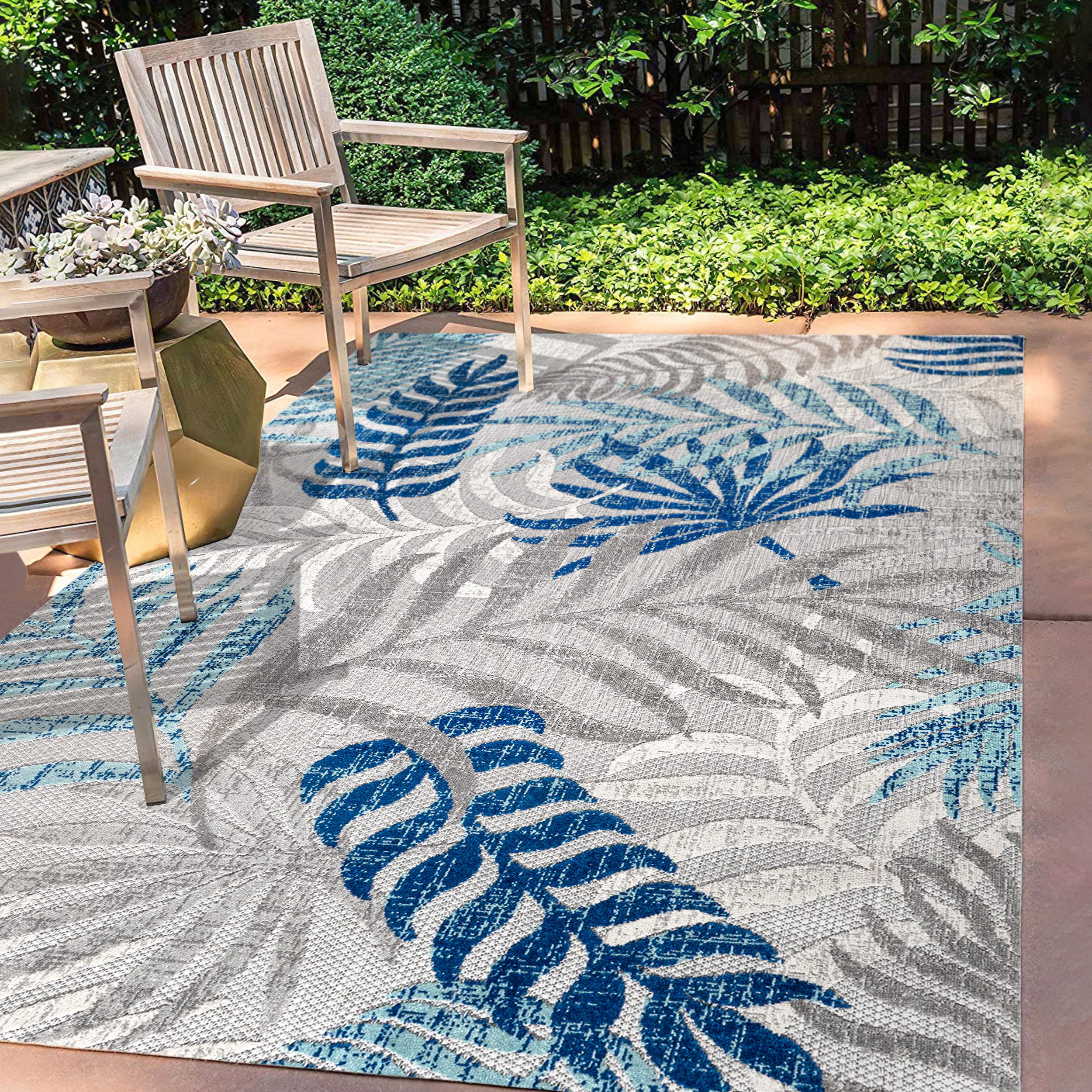 JONATHAN Y AMC100A-3 Tropics Palm Leaves Indoor Outdoor Area-Rug Bohemian Floral Easy-Cleaning High Traffic Bedroom Kitchen Back
