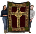 Pure Country Weavers Celtic Knot Cross Blanket - Gift Throw Woven from Cotton - Made in The USA (72x54)
