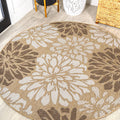 JONATHAN Y SMB110I-3R Zinnia Modern Floral Textured Weave Brown/Cream 3 Round Indoor/Outdoor Area Rug, Pet Friendly, Non-Sheddi