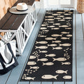 SAFAVIEH Courtyard Collection Runner Rug - 23 x 12, Black & Beige, Non-Shedding & Easy Care, Indoor/Outdoor & Washable-Ideal f