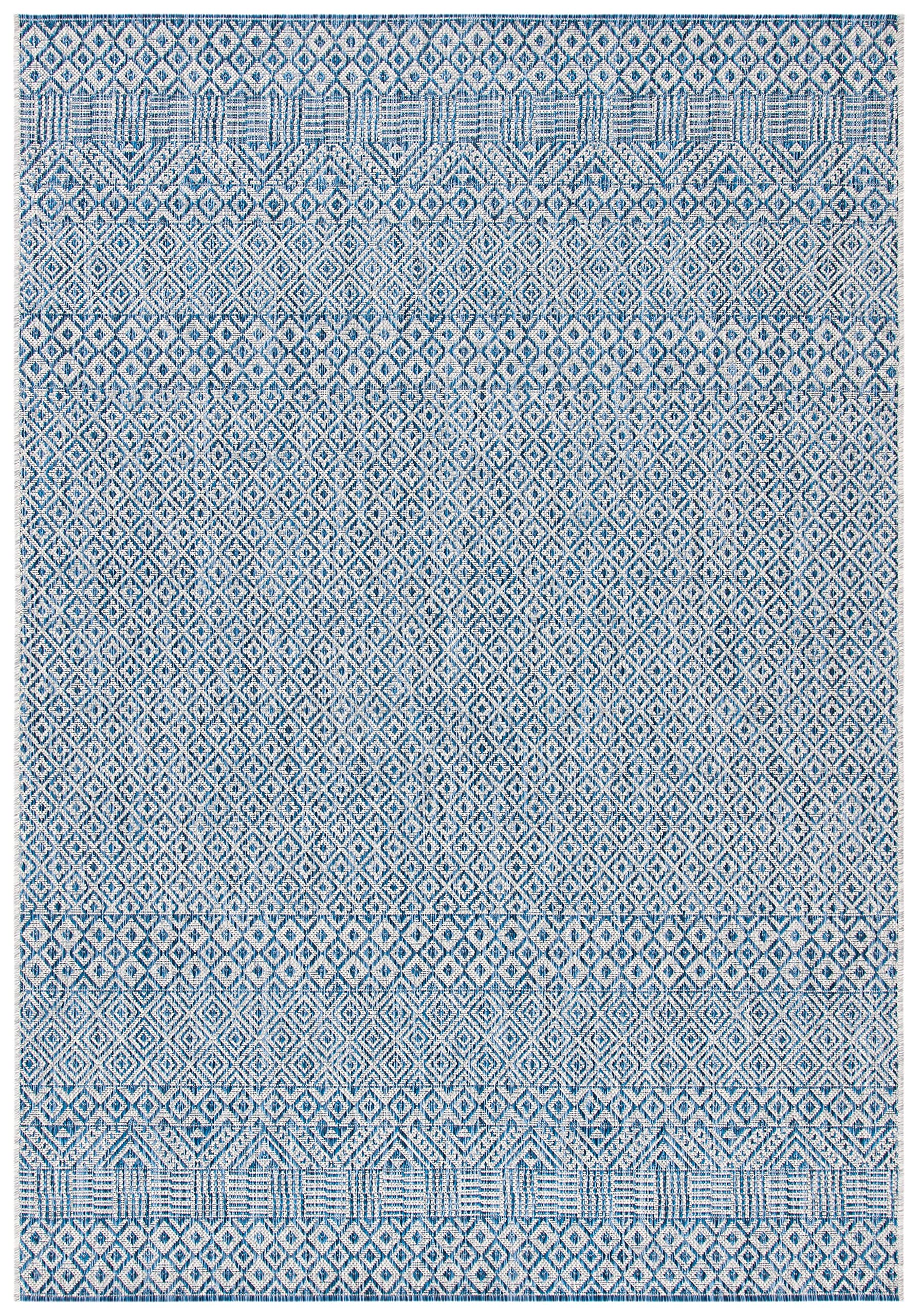 SAFAVIEH Courtyard Collection 27 x 5 Grey/Blue CY8235 Indoor-Outdoor Waterproof Easy-Cleaning Patio Backyard Mudroom Area-Rug