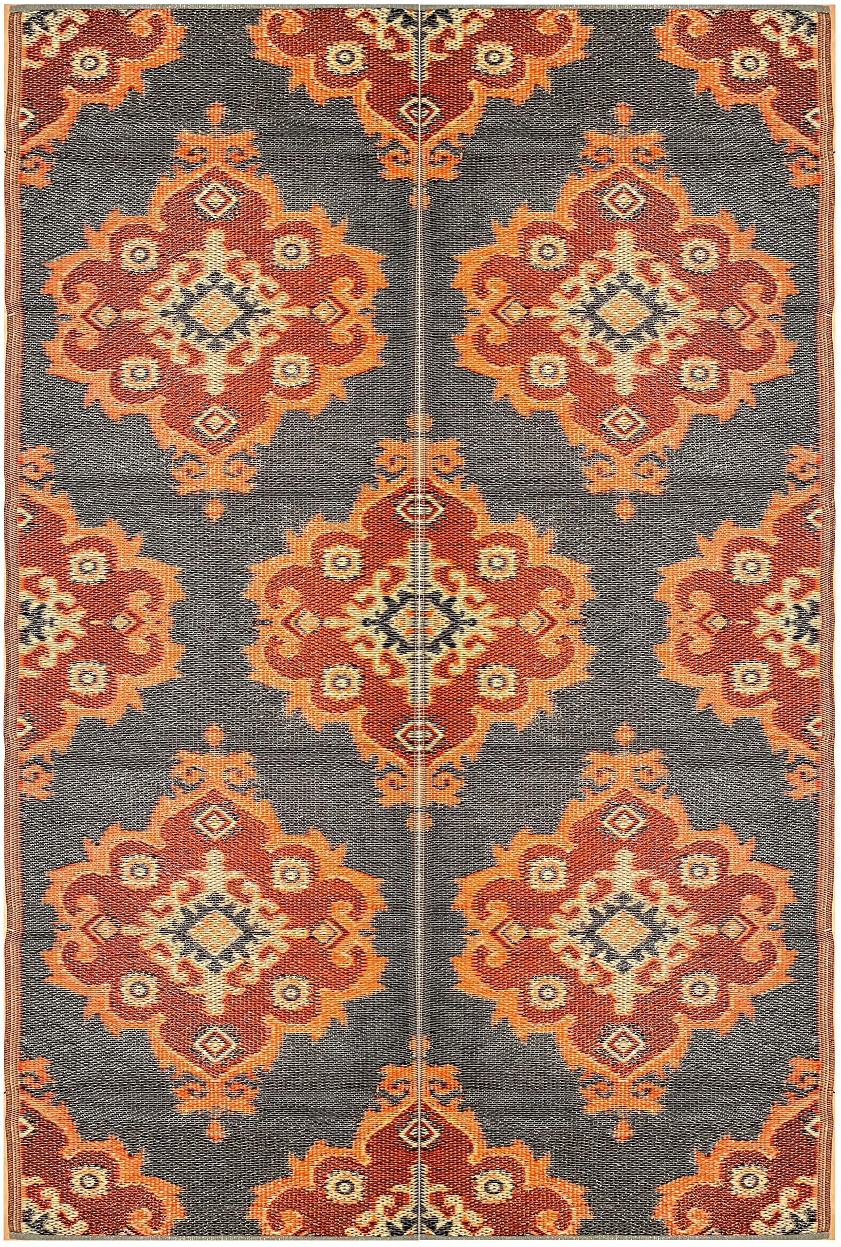 BalajeesUSA Outdoor Rugs - 6x9, Orange, Yellow, Grey, Patio Durable and Affordable, Multipurpose, Woven Plastic Straw, All-Weath