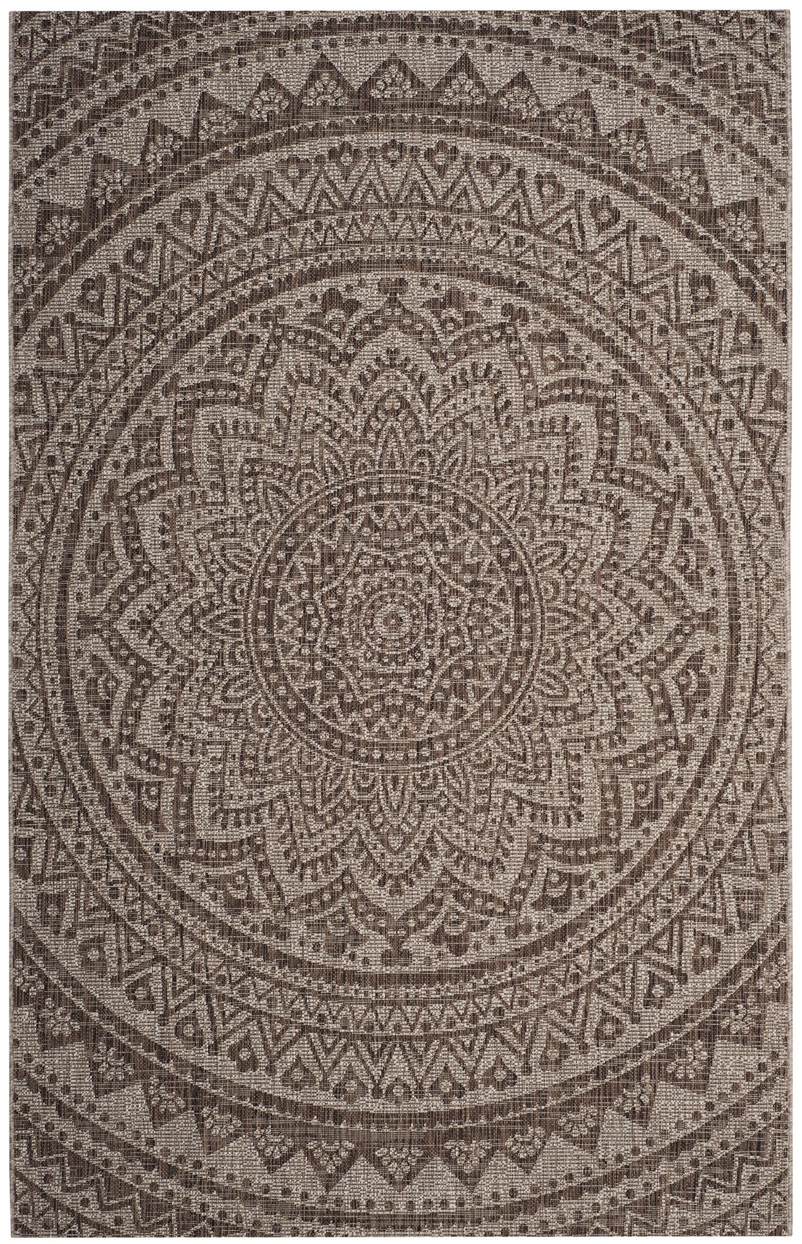 SAFAVIEH Courtyard Collection 8 x 11 Light Beige / Light Brown CY8734 Indoor/ Outdoor Waterproof Easy Cleaning Patio Backyard 