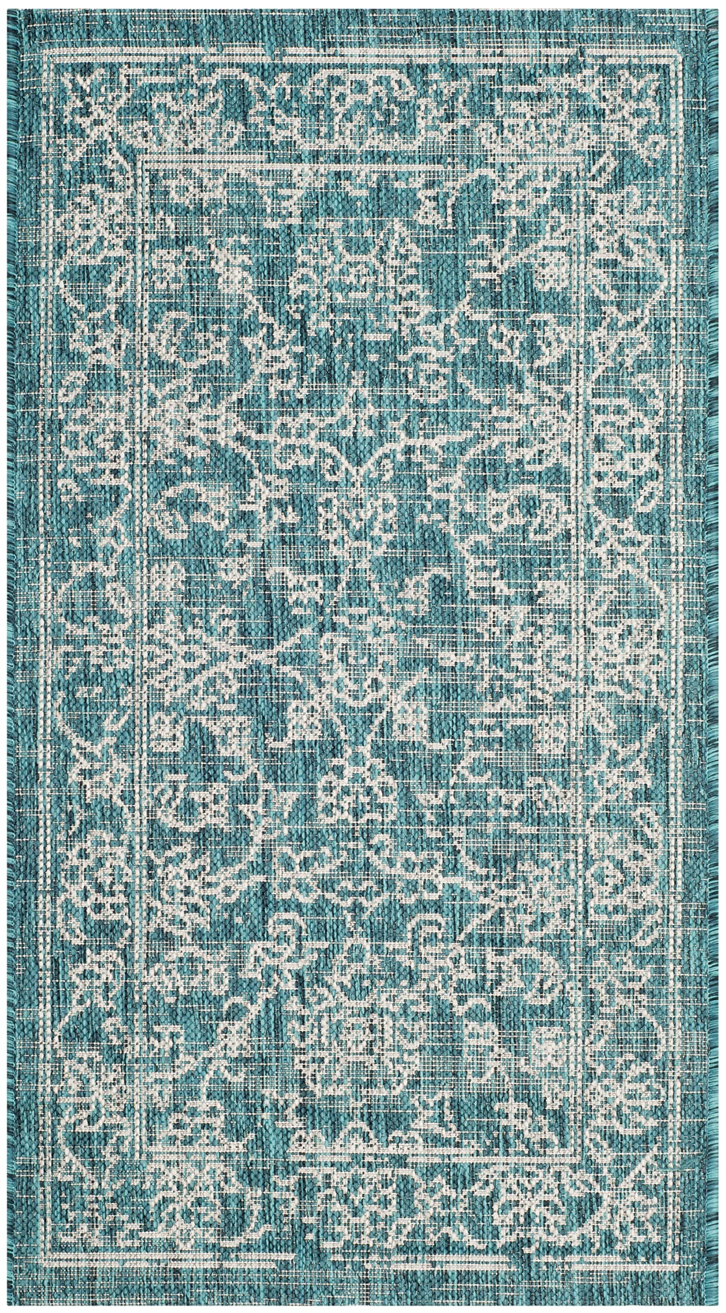 SAFAVIEH Courtyard Collection 2 x 37 Turquoise CY8680 Indoor/ Outdoor Waterproof Easy Cleaning Patio Backyard Mudroom Accent R