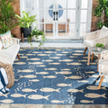 SAFAVIEH Courtyard Collection 71 Square Blue/Beige CY6012 Indoor/ Outdoor Waterproof Easy Cleaning Patio Backyard Mudroom Area 