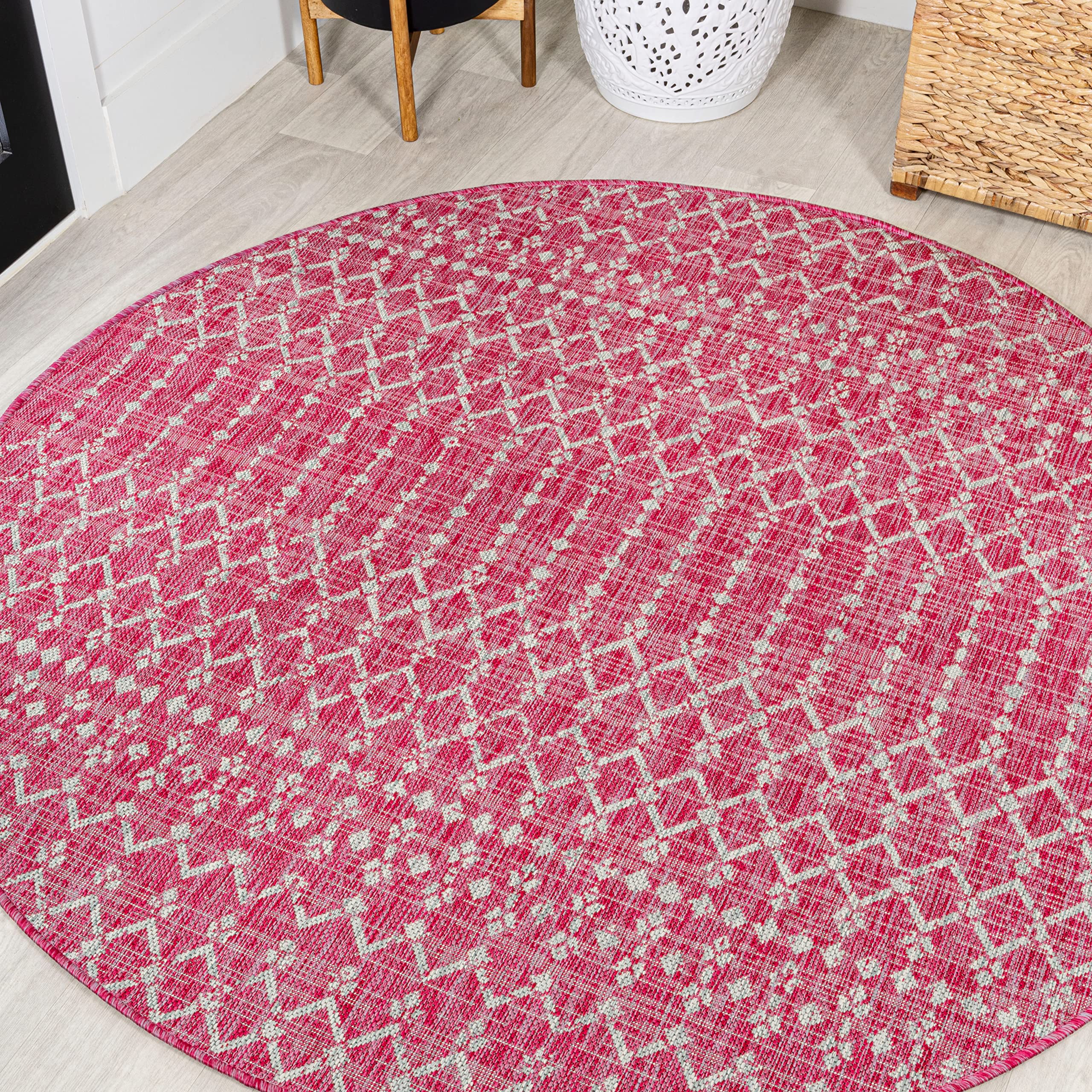 JONATHAN Y SMB108Q-5R Ourika Moroccan Geometric Textured Weave Indoor Outdoor Area Rug, Coastal, Bohemian, Modern Easy Clean,Bed