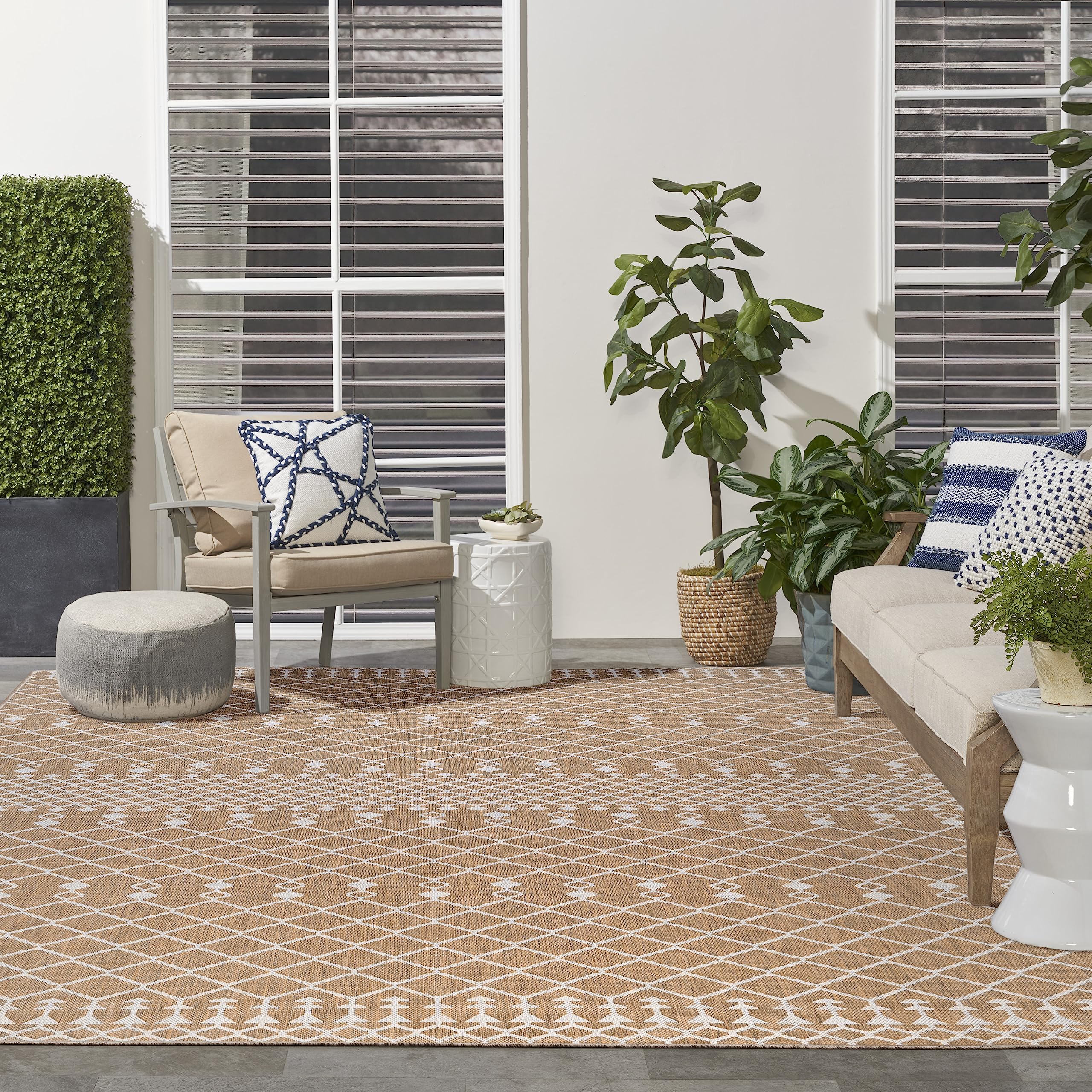 Nourison Positano Indoor/Outdoor Jute 9 x 12 Area Rug, Easy- Cleaning, Non Shedding, Bed Room, Living Room, Dining Room, Backy