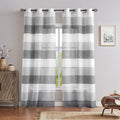 Central Park Gray Charcola Stripe Sheer Color Block Window Curtain Panel Linen Window Treatment for Bedroom Living Room Farmhous