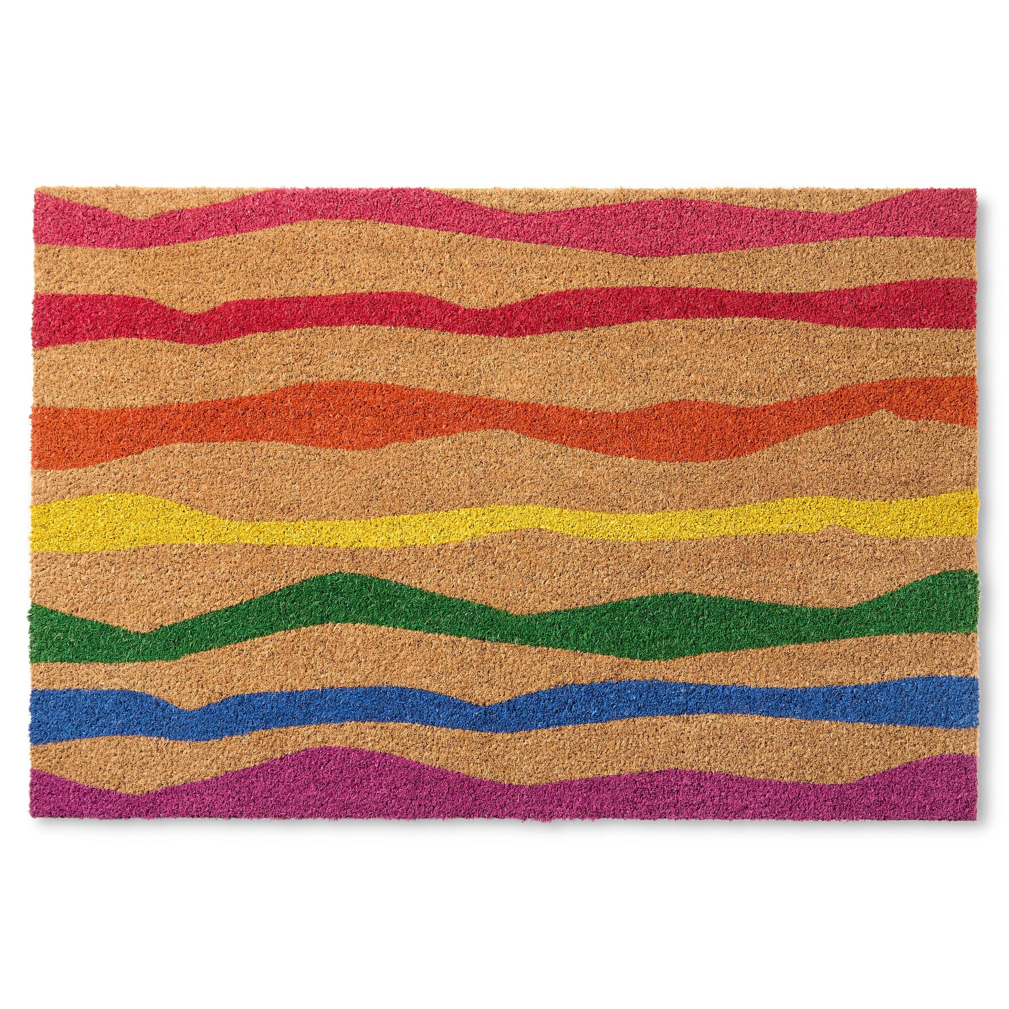 TOWN & COUNTRY TERRA Ravine Abstract Mountain Door Mat, Natural Coir, Heavyweight, Non-Slip Entryway Mat, Multicolor, 24x36