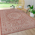 JONATHAN Y SMB101A-3 Sinjuri Medallion Textured Weave Indoor/Outdoor Red/Taupe 3 ft. x 5 ft. Area-Rug, Coastal,Easy-Cleaning,For