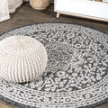 JONATHAN Y SMB101D-5R Sinjuri Medallion Textured Weave Indoor Outdoor Area-Rug Coastal Bohemian Rustic Glam Easy-Cleaning Bedroo