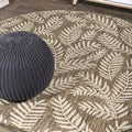 JONATHAN Y SMB119A-6R Nevis Palm Frond Brown/Beige 6 Round Indoor/Outdoor Area Rug, Pet Friendly, Non-Shedding, Stain Resistant
